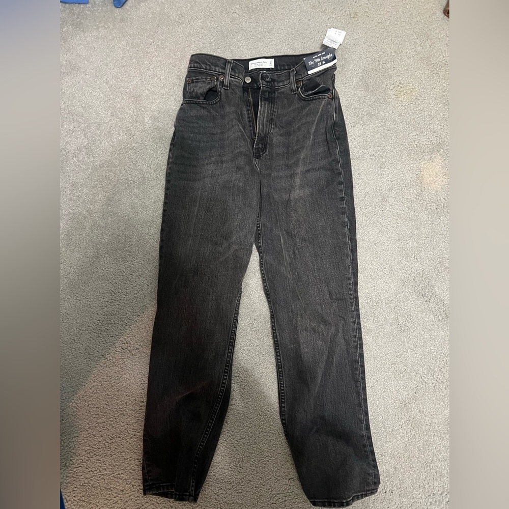 Abercrombie ultra high rise 90s straight jeans.